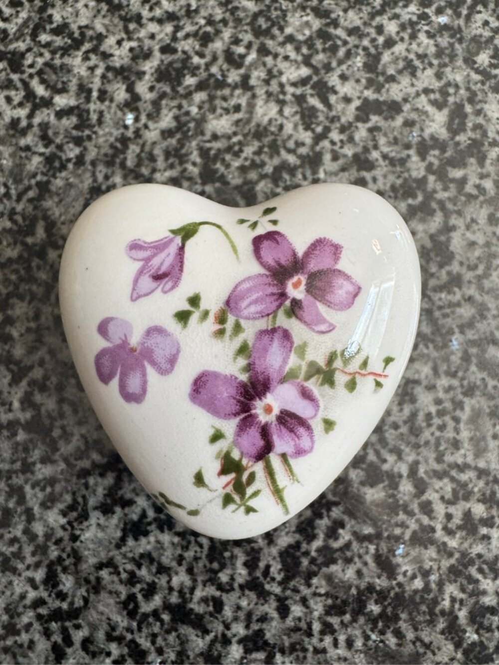 Hammersley Victorian Violets Heart Trinket Box Fine Bone China England Vintage
